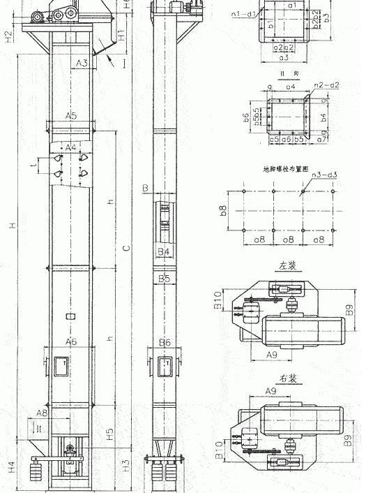 環(huán)鏈斗式提升機(jī)圖紙 環(huán)鏈斗式提升機(jī)圖紙
