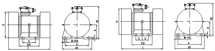 YBZD系列防爆振動電機(jī)安裝尺寸